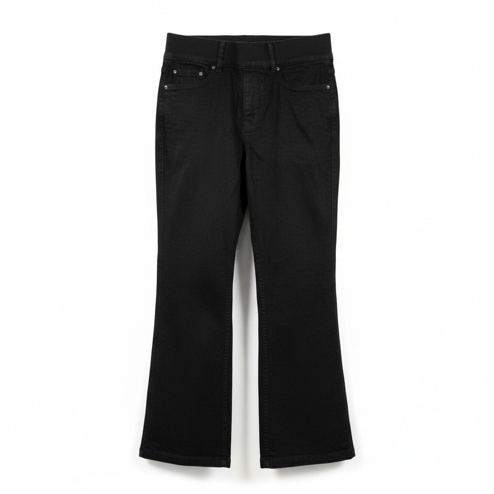 Spanx Black Wide Leg Crop Stretch Twill Pants Size 2X High Rise Pockets